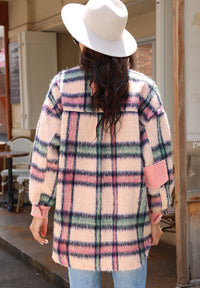 Fuzzy Plaid Corduroy Patchwork Shacket - Pahabu - Women's Clothing & Shop