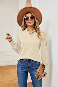 Johnny Collar Long Sleeve Top - Pahabu - Women's Clothing & Shop