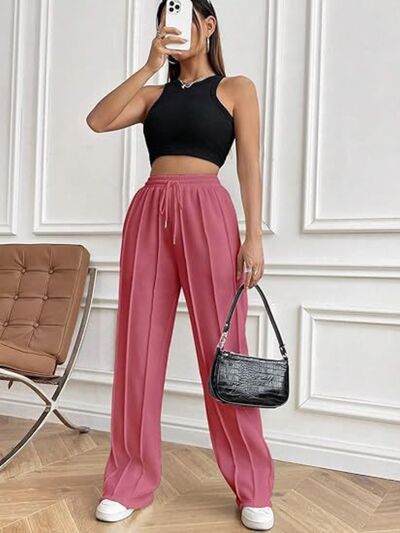 Drawstring Wide Leg Pants with Pockets - Pahabu - Women's Clothing & Shop