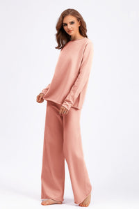 Basic Bae Rolled Round Neck Top and Pants Sweater Set - Pahabu - Women's Clothing & Shop