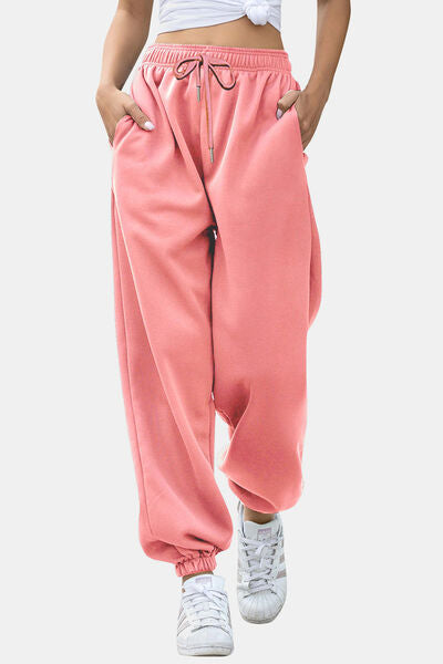 Elastic Waist Joggers with Pockets - Pahabu - Women's Clothing & Shop