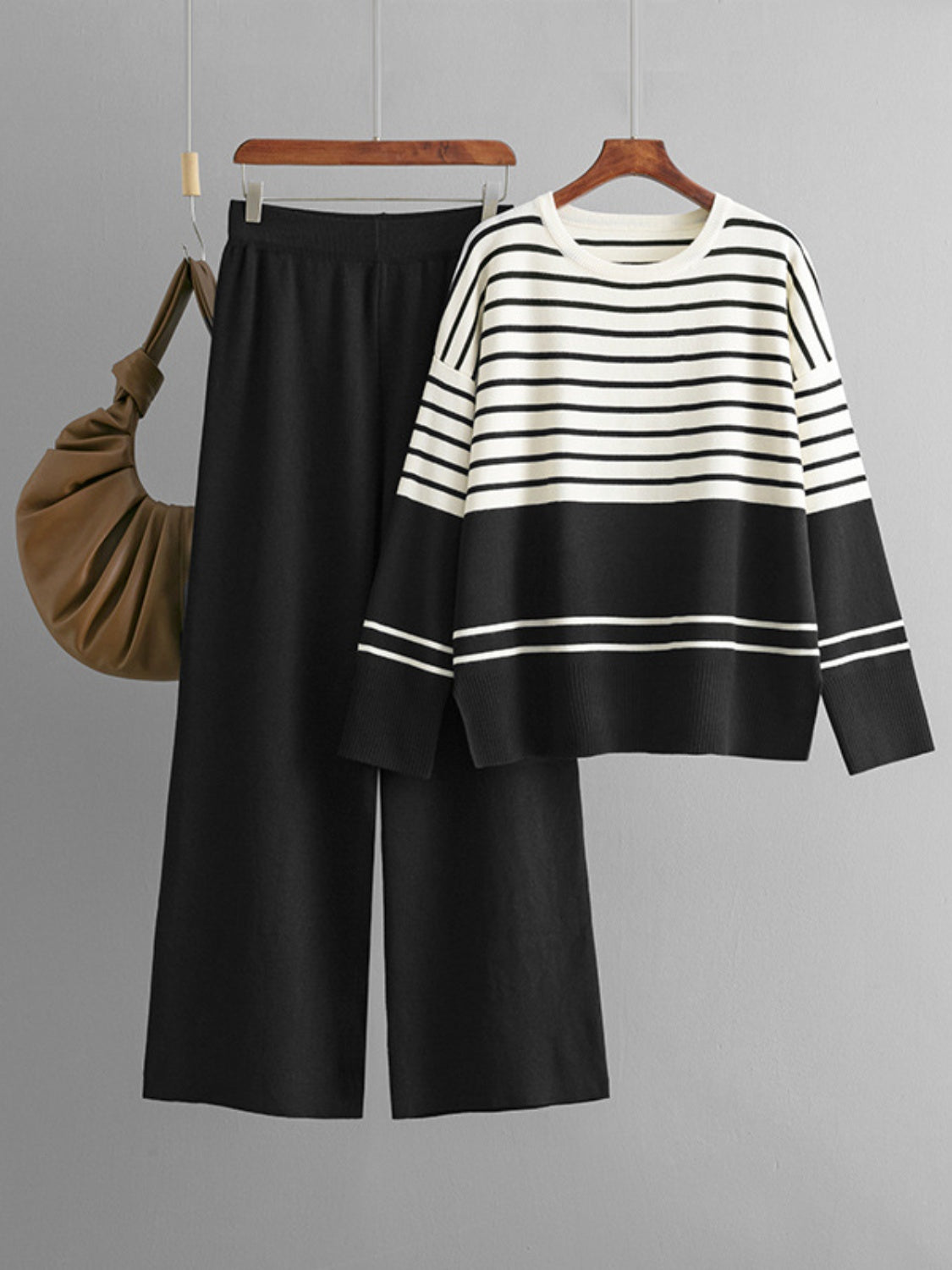 Basic Bae Striped Round Neck Long Sleeve Top and Pants Sweater Set - Pahabu - Women's Clothing & Shop