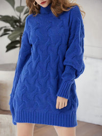 Cable-Knit Turtleneck Sweater Dress - Pahabu - Women's Clothing & Shop