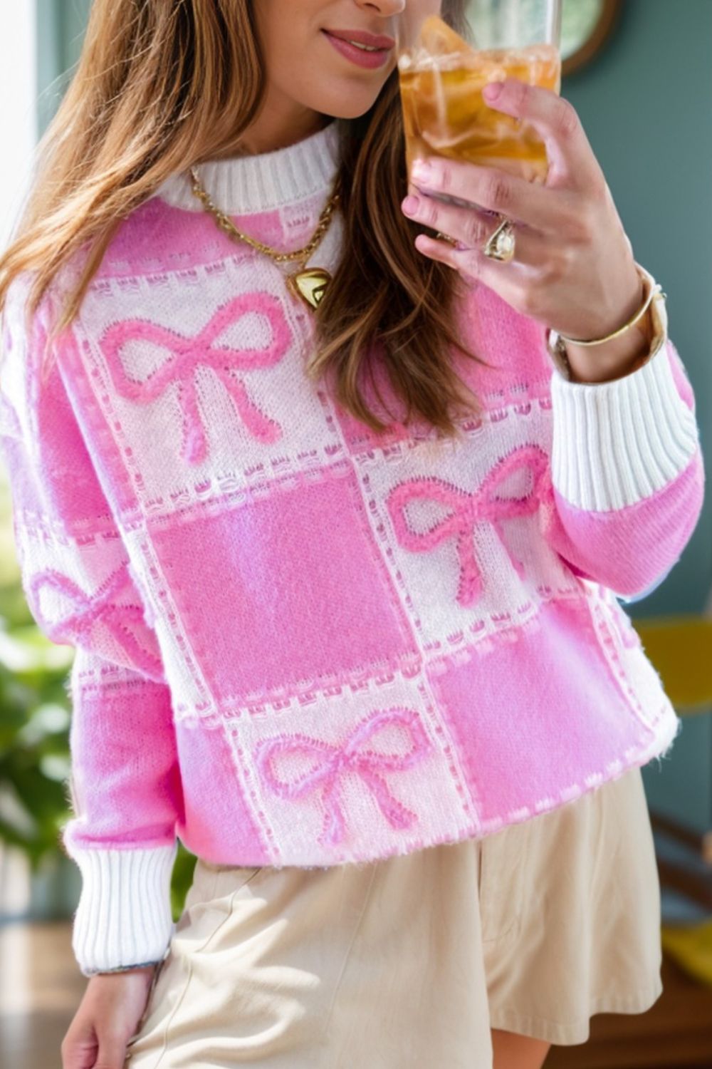 Bow Round Neck Long Sleeve Sweater - Pahabu - Women's Clothing & Shop