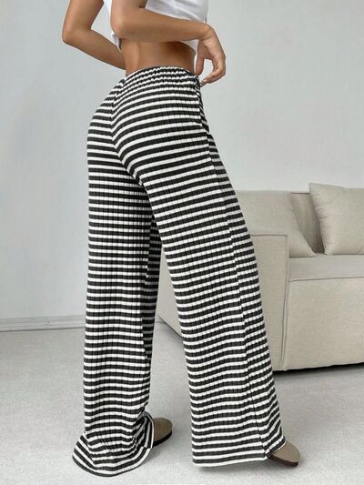 Tied Striped Wide Leg Pants - Pahabu - Women's Clothing & Shop