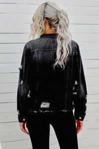 Distressed Raw Hem Denim Jacket - Pahabu - Women's Clothing & Shop