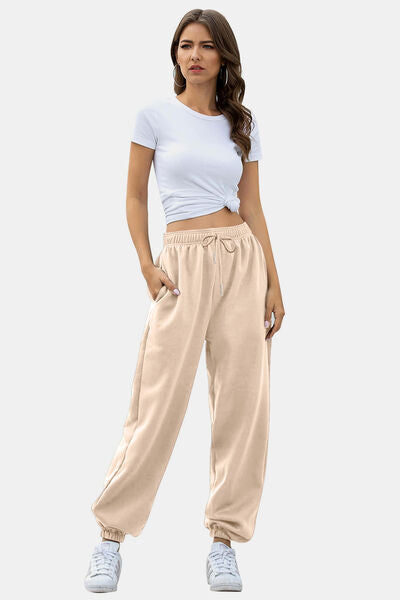 Elastic Waist Joggers with Pockets - Pahabu - Women's Clothing & Shop