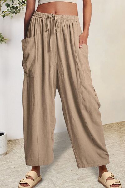 Full Size Pocketed Drawstring Wide Leg Pants - Pahabu - Women's Clothing & Shop
