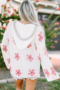 Flower Dropped Shoulder Hooded Sweater - Pahabu - Women's Clothing & Shop