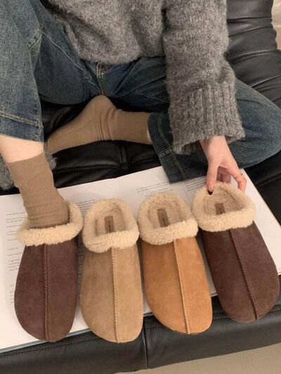 Thermal Fuzzy Round Toe Flat Slippers - Pahabu - Women's Clothing & Shop