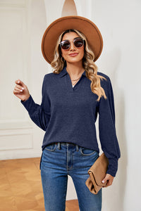 Johnny Collar Long Sleeve Top - Pahabu - Women's Clothing & Shop