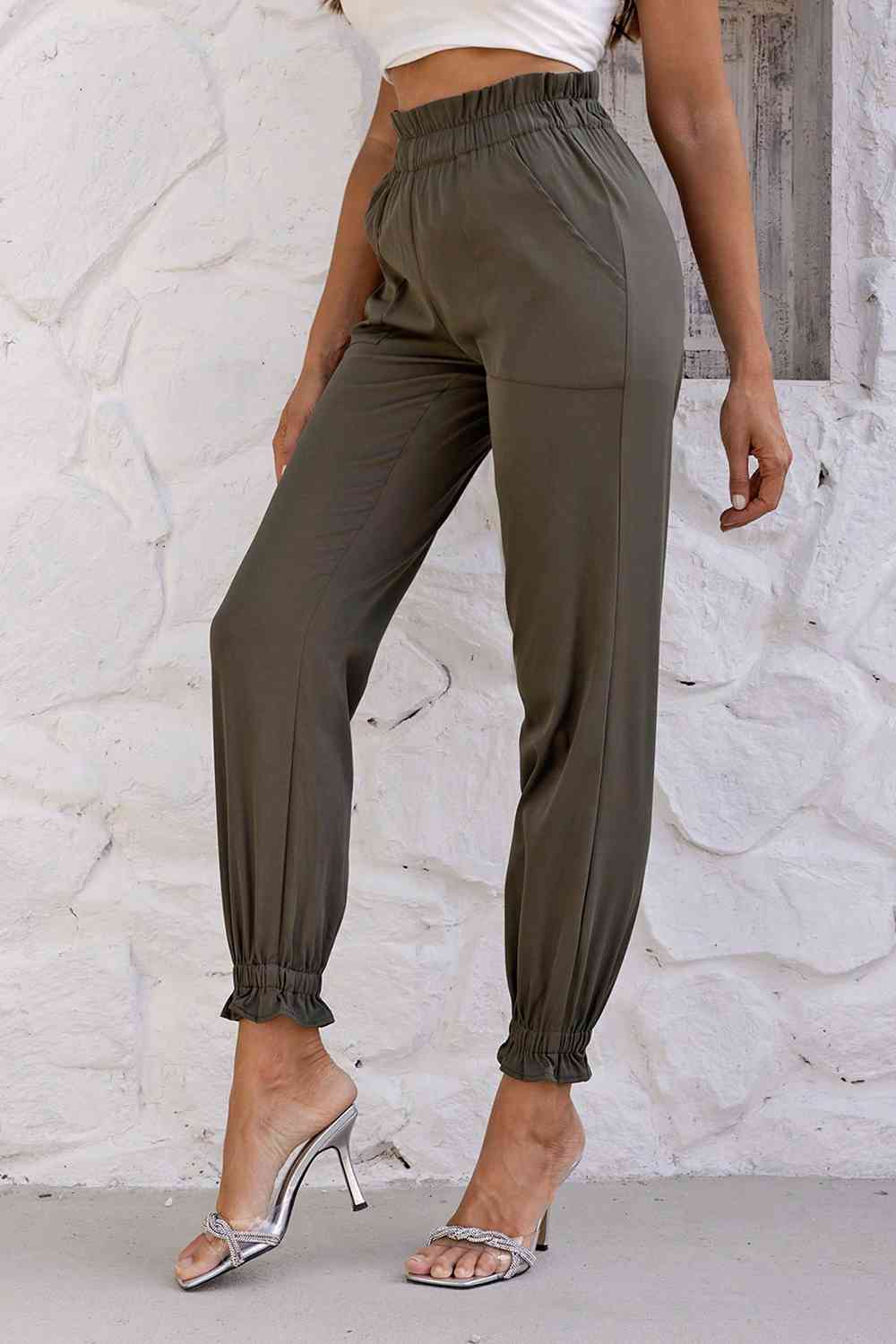 Paperbag Waist Pants with Pockets - Pahabu - Women's Clothing & Shop