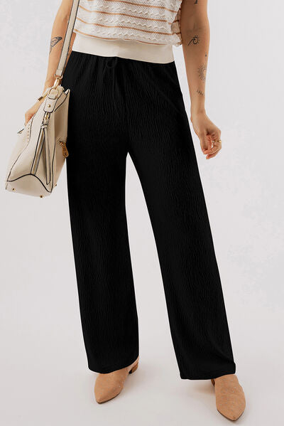 Textured Straight Leg Pants - Pahabu - Women's Clothing & Shop