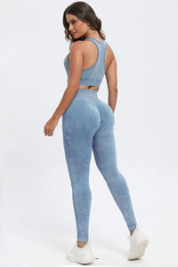3 Piece Washed Square Neck Wide Strap Active Set - Pahabu - Women's Clothing & Shop