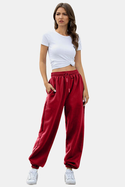Elastic Waist Joggers with Pockets - Pahabu - Women's Clothing & Shop