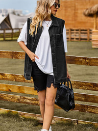 Button Down Denim Vest - Pahabu - Women's Clothing & Shop