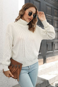 Cable-Knit Turtleneck Sweater - Pahabu - Women's Clothing & Shop