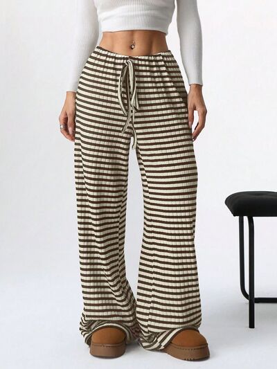 Tied Striped Wide Leg Pants - Pahabu - Women's Clothing & Shop
