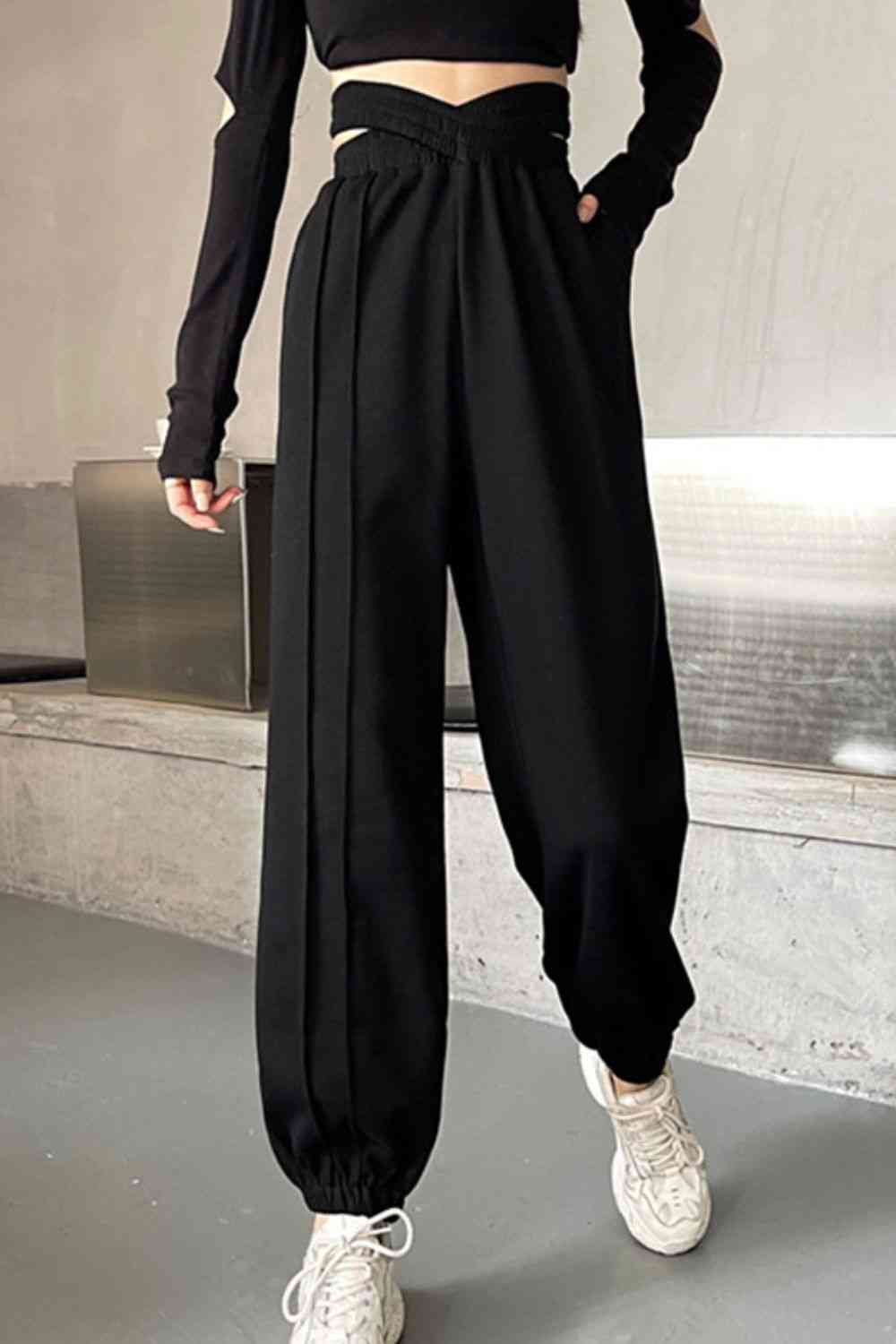 Crisscross Long Sweatpants - Pahabu - Women's Clothing & Shop
