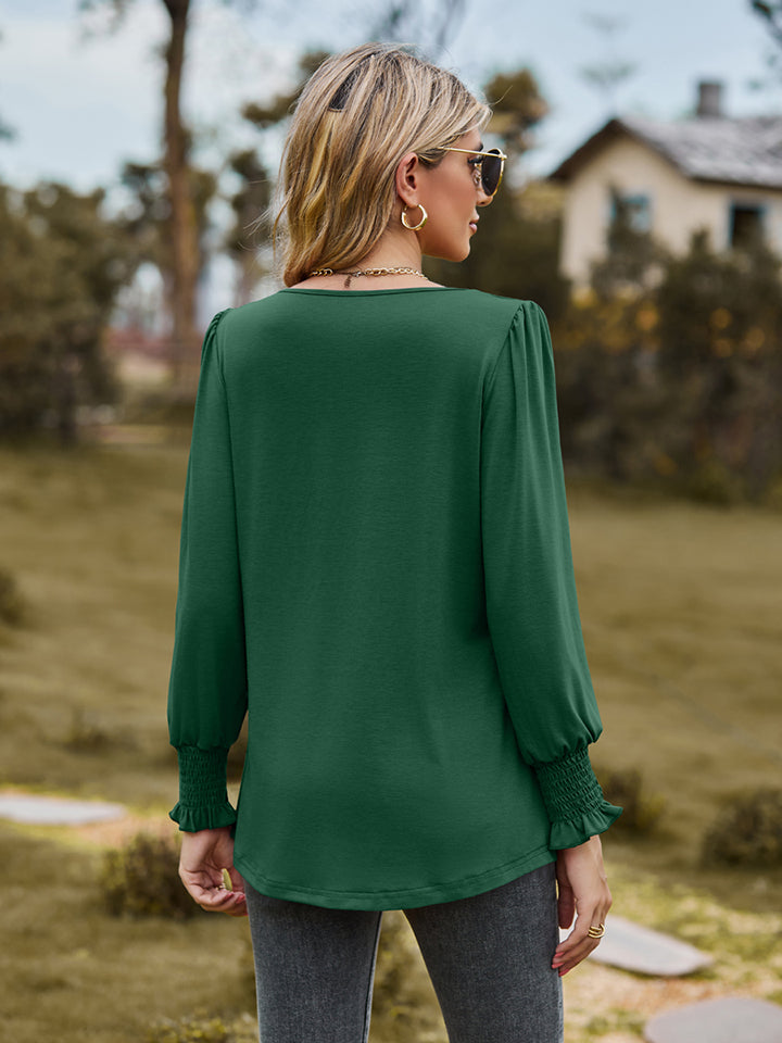 Puff Sleeve Pleated Blouse - Pahabu - Women's Clothing & Shop