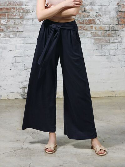 Tied Wide Leg Pants with Pockets - Pahabu - Women's Clothing & Shop