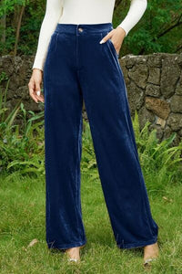 Velvet Wide Leg Pants with Pockets - Pahabu - Women's Clothing & Shop