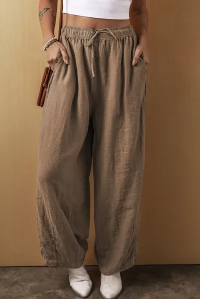 Drawstring Wide Leg Pants - Pahabu - Women's Clothing & Shop