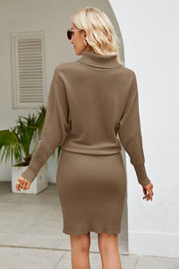 Ribbed Mock Neck Long Sleeve Dress - Pahabu - Women's Clothing & Shop