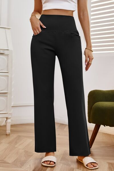 High Waist Wide Leg Pants with Pockets - Pahabu - Women's Clothing & Shop