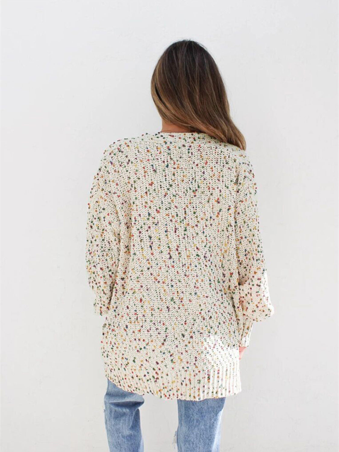 Multicolored Open Front Cardigan - Pahabu - Women's Clothing & Shop