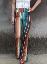 High Waist Striped Bootcut Pants - Pahabu - Women's Clothing & Shop