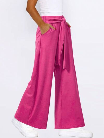 Tied Wide Leg Pants with Pockets - Pahabu - Women's Clothing & Shop