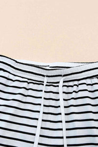 Striped Drawstring Waist Wide Leg Pants - Pahabu - Women's Clothing & Shop