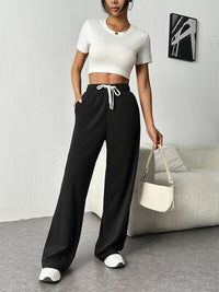 Drawstring Wide Leg Pants with Pockets - Pahabu - Women's Clothing & Shop