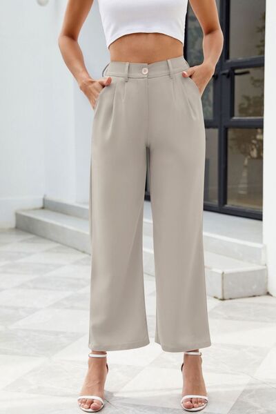 Pocketed High Waist Pants - Pahabu - Women's Clothing & Shop