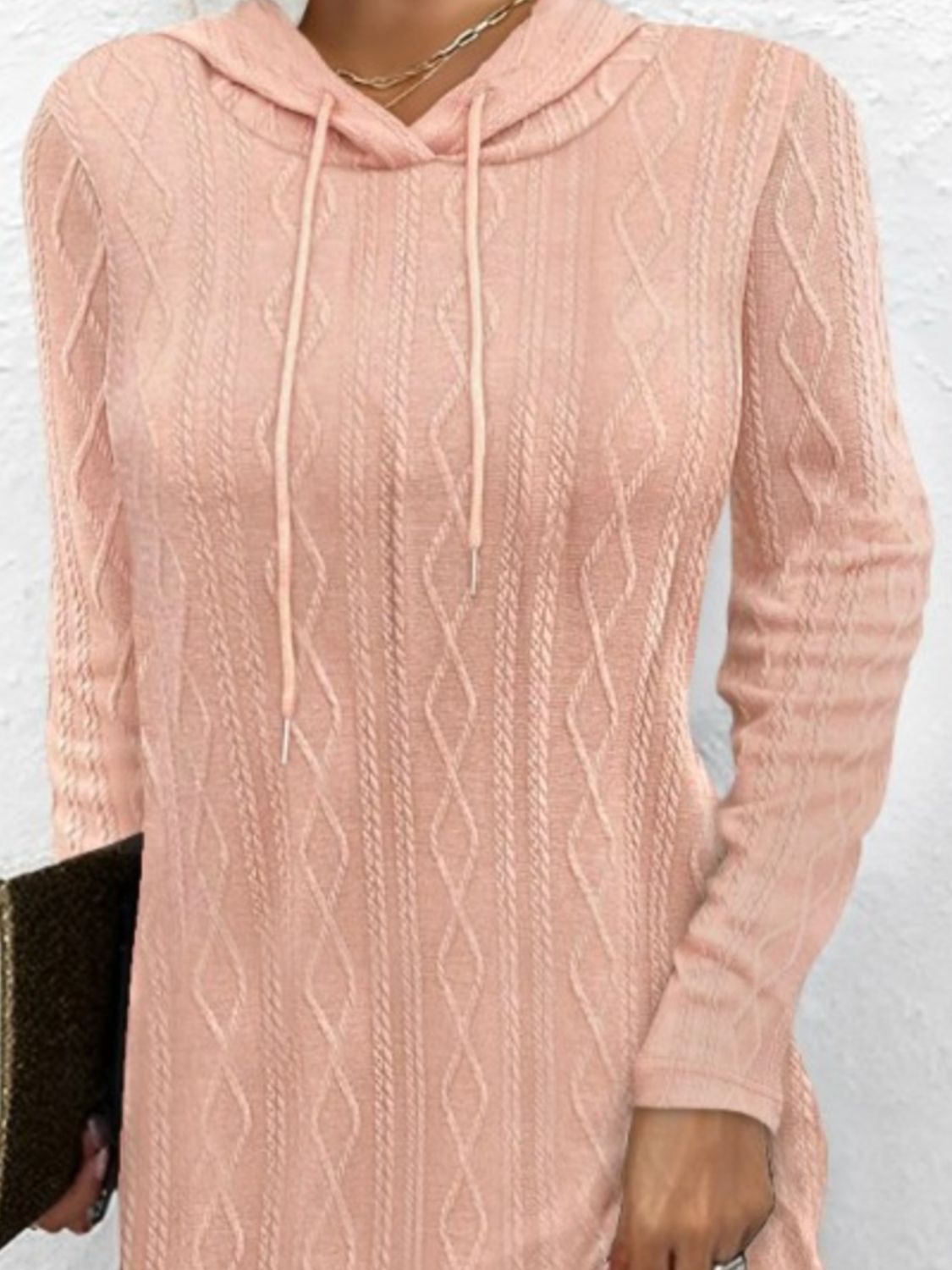 Drawstring Hooded Sweater Dress - Pahabu - Women's Clothing & Shop