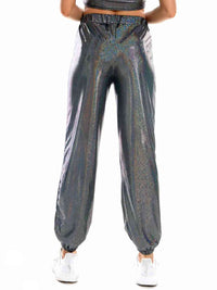 Glitter Elastic Waist Pants with Pockets - Pahabu - Women's Clothing & Shop