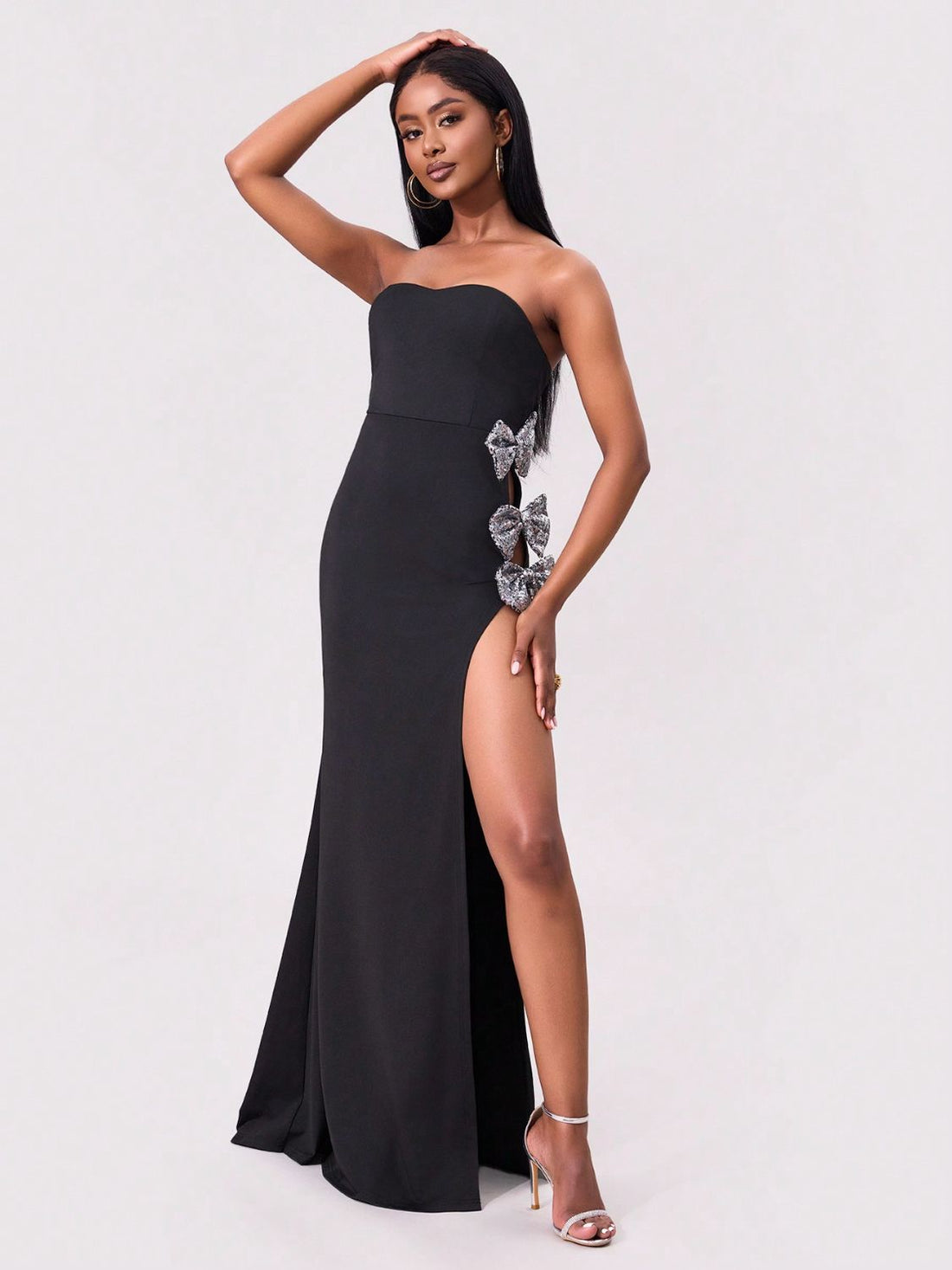 Slit Bow Trim Tube Maxi Dress - Pahabu - Women's Clothing & Shop