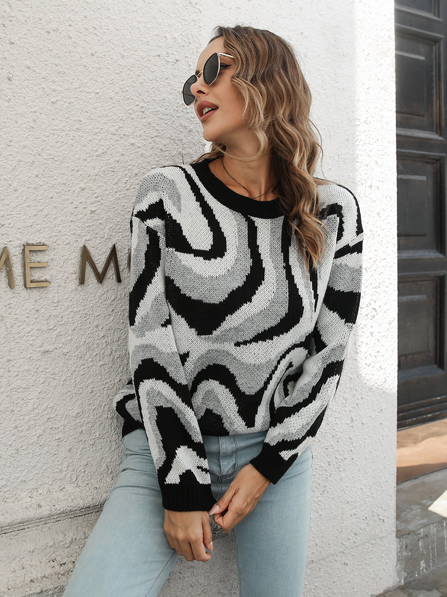 Round Neck Dropped Shoulder Sweater - Pahabu - Women's Clothing & Shop