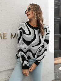 Round Neck Dropped Shoulder Sweater - Pahabu - Women's Clothing & Shop
