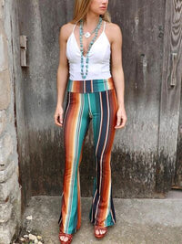 High Waist Striped Bootcut Pants - Pahabu - Women's Clothing & Shop