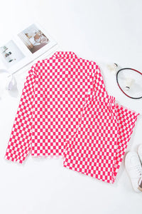 Checkered Button Up Top and Pants Lounge Set - Pahabu - Women's Clothing & Shop