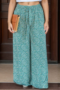 Plus Size Ditsy Floral Wide Lag Pants - Pahabu - Women's Clothing & Shop