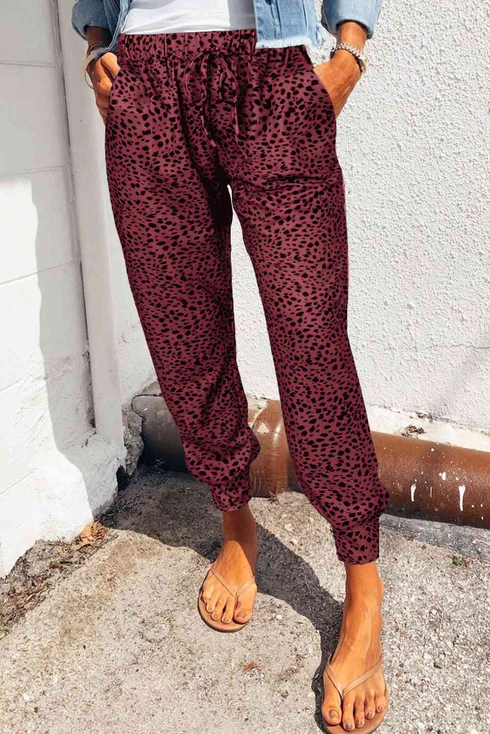 Leopard Print Joggers with Pockets - Pahabu - Women's Clothing & Shop