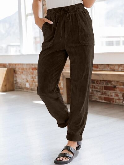 Drawstring Pants with Pockets - Pahabu - Women's Clothing & Shop