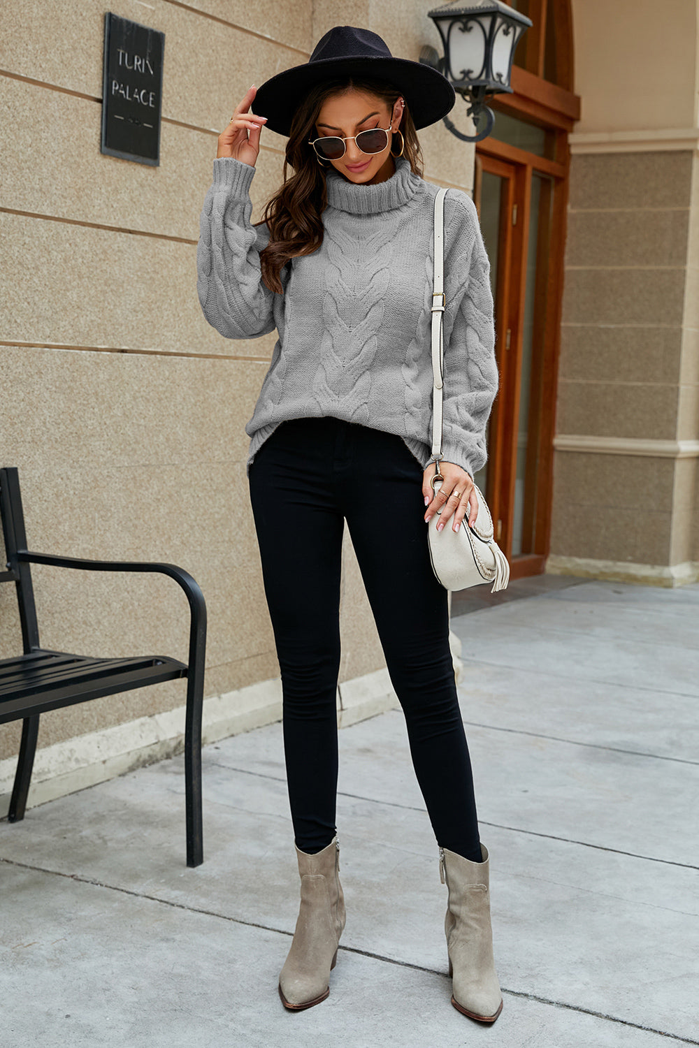 Cable-Knit Turtleneck Sweater - Pahabu - Women's Clothing & Shop