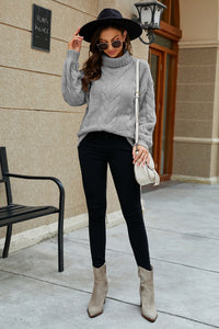 Cable-Knit Turtleneck Sweater - Pahabu - Women's Clothing & Shop