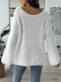 Heart Boat Neck Dropped Shoulder Sweater - Pahabu - Women's Clothing & Shop