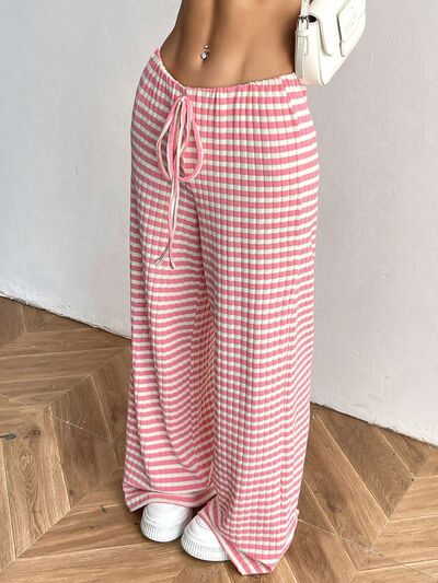 Tied Striped Wide Leg Pants - Pahabu - Women's Clothing & Shop