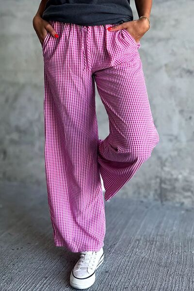 Plaid Wide Leg Pants with Pockets - Pahabu - Women's Clothing & Shop